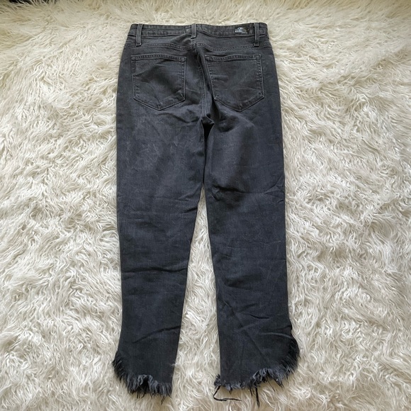 Paige Moonlight Fog Hoxton Ankle Frayed‎ Curved Hem Straight Leg Jeans - Picture 5 of 7